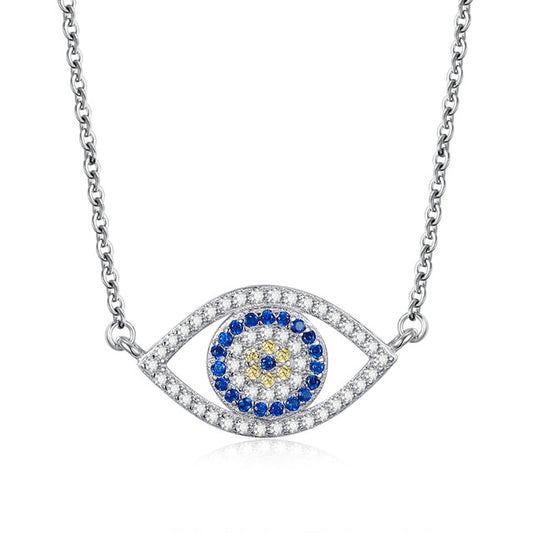 Lucky Blue Evil Eye 925 Sterling Silver Punk Pendant Necklace-Necklaces-Innovato Design-Silver-18 Inch-Innovato Design
