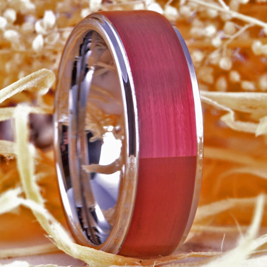 Classic Brushed Red Tungsten Wedding Ring-Rings-Innovato Design-6-Innovato Design