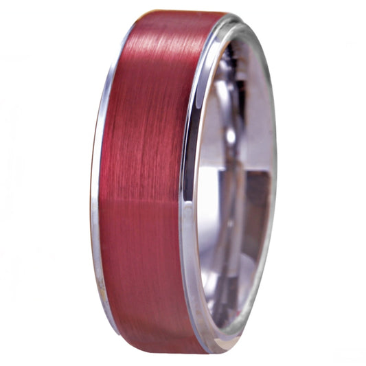 Classic Brushed Red Tungsten Wedding Ring