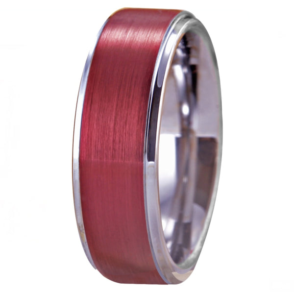 Classic Brushed Red Tungsten Wedding Ring-Rings-Innovato Design-6-Innovato Design