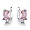 Emerald, Topaz or Morganite Gemstone and Cubic Zirconia 925 Sterling Silver Fashion Wedding Clip Earrings