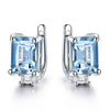 Emerald, Topaz or Morganite Gemstone and Cubic Zirconia 925 Sterling Silver Fashion Wedding Clip Earrings