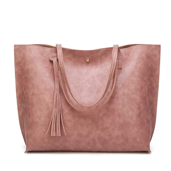 Designer Soft PU Leather Tote Bag, Shoulder Bag and Handbag-Handbags-Innovato Design-Pink-Innovato Design