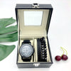 Men High-Quality Large Dial Casual Quartz Watch and Bracelet Gift Box Set