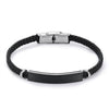 Personalized Leather Stainless Steel Fashion Bracelet-Bracelets-Innovato Design-Black-Innovato Design