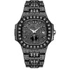 Waterproof Cubic-Zirconia-Studded Stainless Steel Band Fashion Hip-hop Quartz Watch-Watches-Innovato Design-Black-Innovato Design