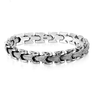 Gothic Dragon 925 Sterling Silver Vintage High Polished Punk Rock Bracelet-Gothic Necklaces-Innovato Design-6.85in-Innovato Design