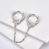 Double-Sided Cubic Zirconia Handcuffs 925 Sterling Silver Link Chain Loop Earrings