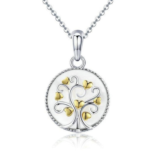 Silver-Plated Tree of Life and Gold-Plated Nacre 925 Sterling Silver Fashion Pendant Necklace-Necklaces-Innovato Design-Innovato Design