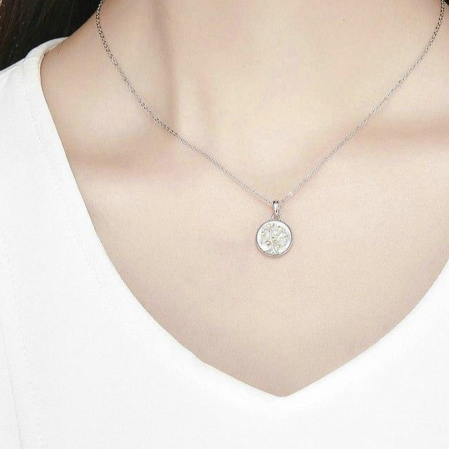 Silver-Plated Tree of Life and Gold-Plated Nacre 925 Sterling Silver Fashion Pendant Necklace-Necklaces-Innovato Design-Innovato Design