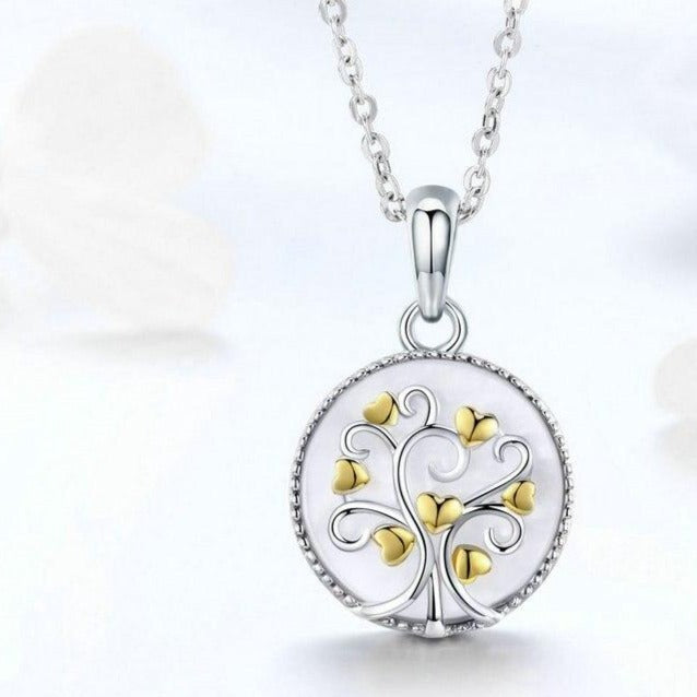 Silver-Plated Tree of Life and Gold-Plated Nacre 925 Sterling Silver Fashion Pendant Necklace-Necklaces-Innovato Design-Innovato Design