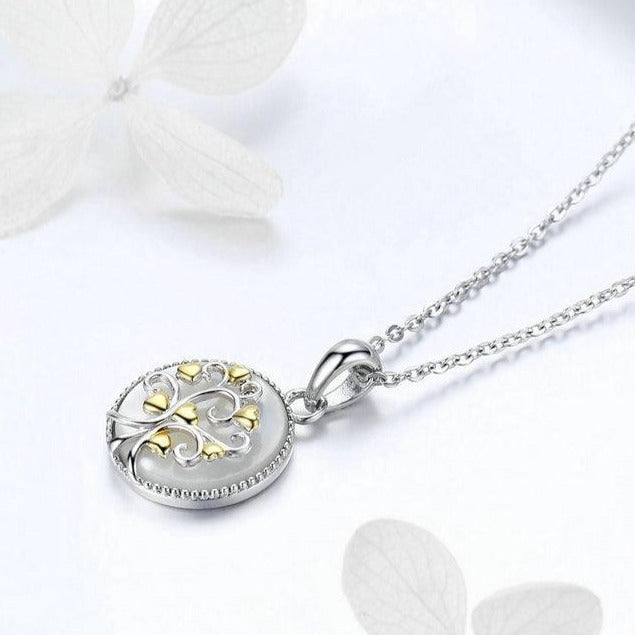 Silver-Plated Tree of Life and Gold-Plated Nacre 925 Sterling Silver Fashion Pendant Necklace-Necklaces-Innovato Design-Innovato Design