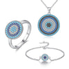 Evil Eye Blue Cubic Zirconia 925 Sterling Silver Necklace, Tennis Bracelet, and Ring Jewelry Set-Jewelry Sets-Innovato Design-6-Innovato Design