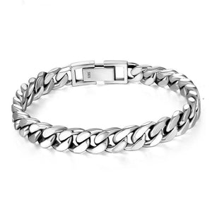 8mm Curb Heavy Link Chain 925 Sterling Silver Fashion Bracelet-Bracelets-Innovato Design-8.07in-Innovato Design
