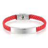 Laser Engrave Braided Soft Leather and Stainless Steel Custom Bracelets-Bracelets-Innovato Design-Red-Innovato Design
