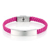 Laser Engrave Braided Soft Leather and Stainless Steel Custom Bracelets-Bracelets-Innovato Design-Pink-Innovato Design