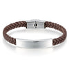 Laser Engrave Braided Soft Leather and Stainless Steel Custom Bracelets-Bracelets-Innovato Design-Brown-Innovato Design