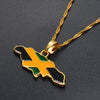 Gold-Plated Jamaica Map and National Flag Pendant Necklace-Necklaces-Innovato Design-16inch-Innovato Design