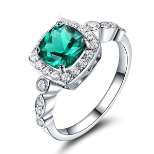 Topaz and Cubic Zirconia 925 Sterling Silver Romantic Engagement Ring-Rings-Innovato Design-12-Emerald-Innovato Design