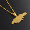Gold/Silver-Plated Jamaica Map with City Stainless Steel Pendant Necklace-Necklaces-Innovato Design-Gold-15.75in-Innovato Design