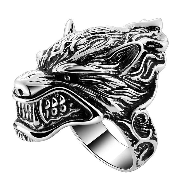 Wolf 925 Sterling Silver Vintage Punk Rock Gothic Biker Ring