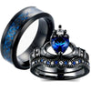 Black Celtic Dragon and Blue Cubic Zirconia Claddagh Stainless Steel Wedding Bands-Couple Rings-Innovato Design-6-5-Innovato Design