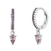 Cubic Zirconia Water Drop Round 925 Sterling Silver Earrings-Earrings-Innovato Design-Silver Purple-Innovato Design