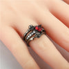 Skull, Flower and Crystal Zirconia Heart Punk Engagement Ring-Rings-Innovato Design-5-Red-Innovato Design