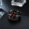 Skull, Flower and Crystal Zirconia Heart Punk Engagement Ring-Rings-Innovato Design-5-Red-Innovato Design