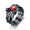 Skull, Flower and Crystal Zirconia Heart Punk Engagement Ring-Rings-Innovato Design-10-Red-Innovato Design