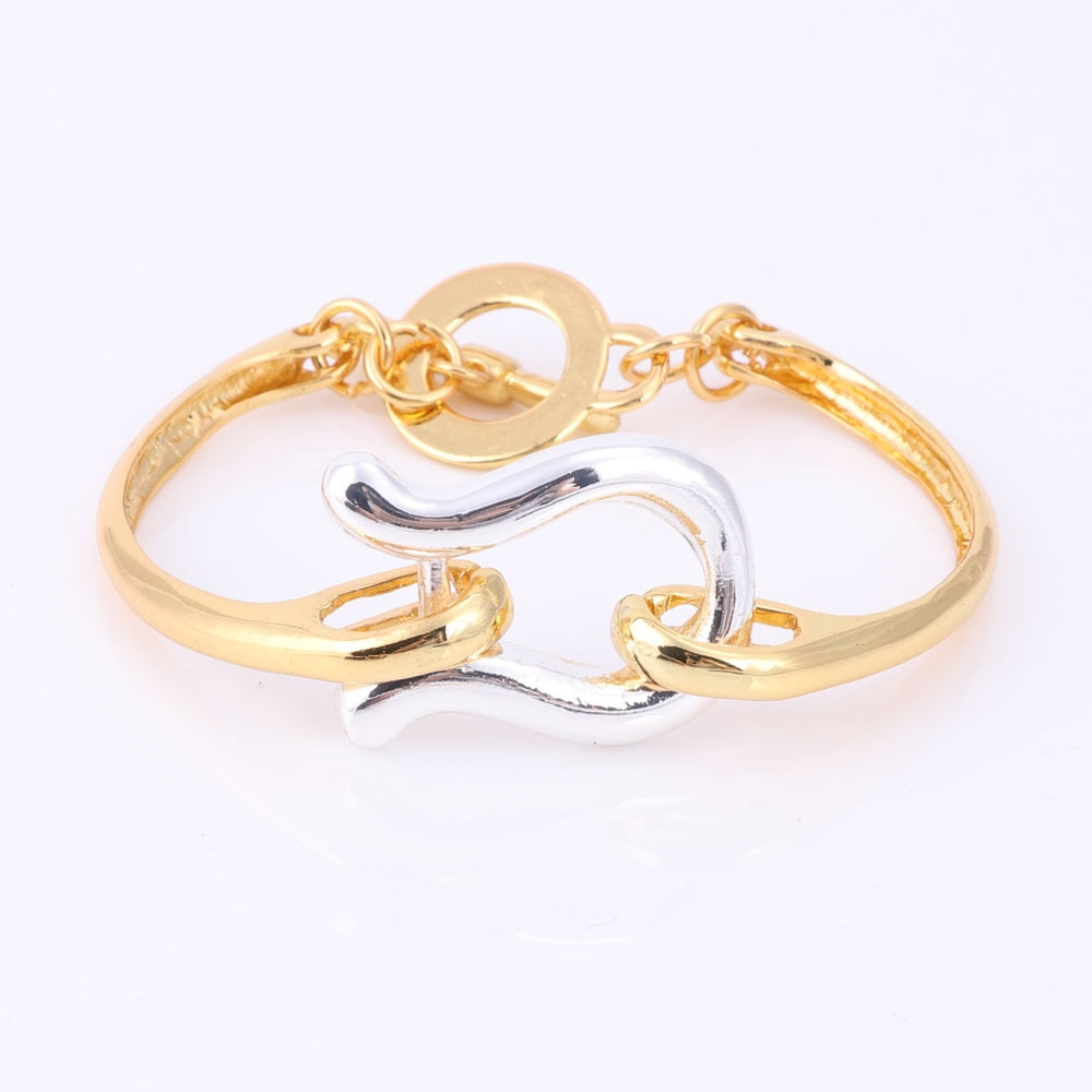 Omega African Gold and Silver Color Necklace, Bracelet, Earrings & Ring Wedding Jewelry Set-Jewelry Sets-Innovato Design-Innovato Design