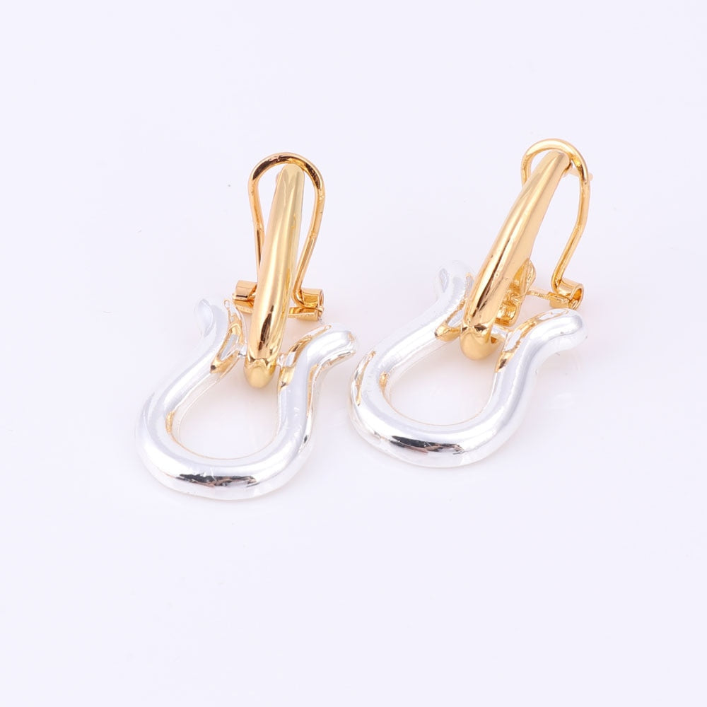 Omega African Gold and Silver Color Necklace, Bracelet, Earrings & Ring Wedding Jewelry Set-Jewelry Sets-Innovato Design-Innovato Design