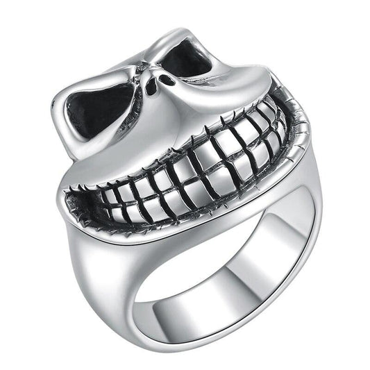 Gothic Skull Smile 925 Sterling Silver Handmade Vintage Retro Punk Biker Ring