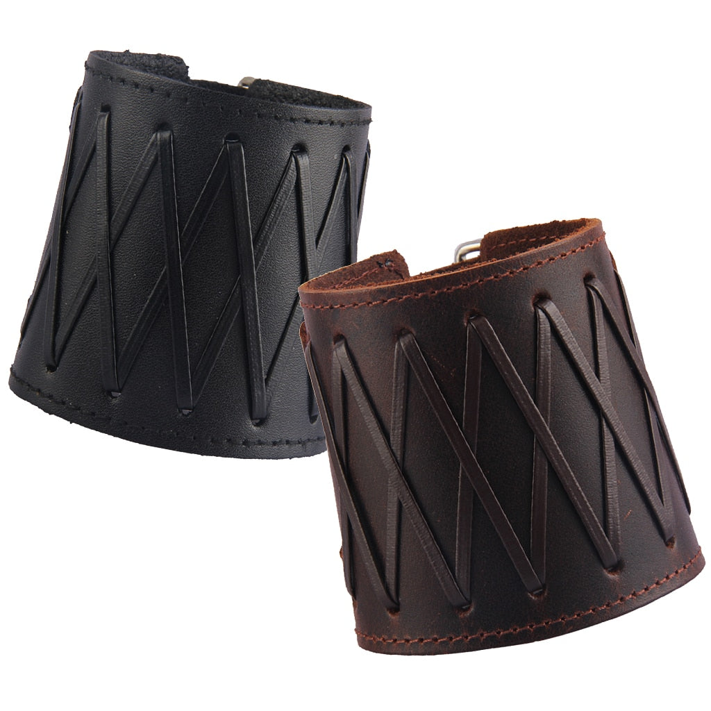 Medieval Arm Bracer with Adjustable Strap PU Leather Gauntlet Cuff-Bracelets-Innovato Design-Brown-Innovato Design