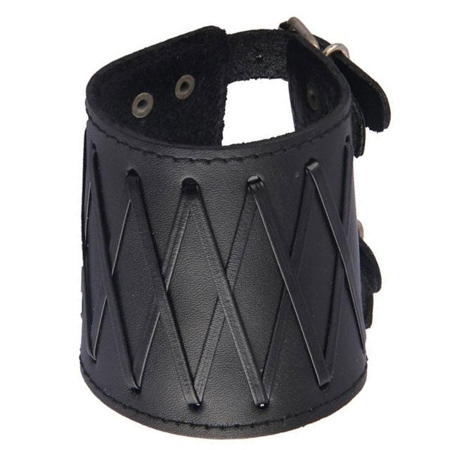 Medieval Arm Bracer with Adjustable Strap PU Leather Gauntlet Cuff-Bracelets-Innovato Design-Black-Innovato Design