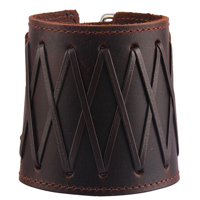Medieval Arm Bracer with Adjustable Strap PU Leather Gauntlet Cuff-Bracelets-Innovato Design-Brown-Innovato Design