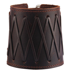 Medieval Arm Bracer with Adjustable Strap PU Leather Gauntlet Cuff-Bracelets-Innovato Design-Brown-Innovato Design