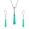 Long Column Shape Fire Opal Necklace & Earrings Trendy Fashion Jewelry Set-Jewelry Sets-Innovato Design-White-Innovato Design