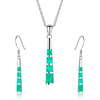 Long Column Shape Fire Opal Necklace & Earrings Trendy Fashion Jewelry Set-Jewelry Sets-Innovato Design-Green-Innovato Design