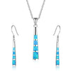 Long Column Shape Fire Opal Necklace & Earrings Trendy Fashion Jewelry Set-Jewelry Sets-Innovato Design-Blue-Innovato Design