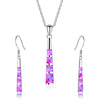 Long Column Shape Fire Opal Necklace & Earrings Trendy Fashion Jewelry Set-Jewelry Sets-Innovato Design-Purple-Innovato Design