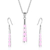Long Column Shape Fire Opal Necklace & Earrings Trendy Fashion Jewelry Set-Jewelry Sets-Innovato Design-Pink-Innovato Design