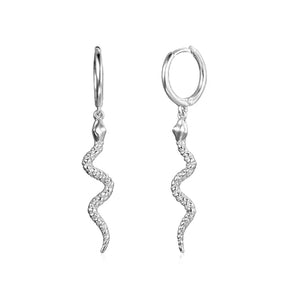 Snake 925 Sterling Silver Drop Earrings-Earrings-Innovato Design-Silver-Innovato Design