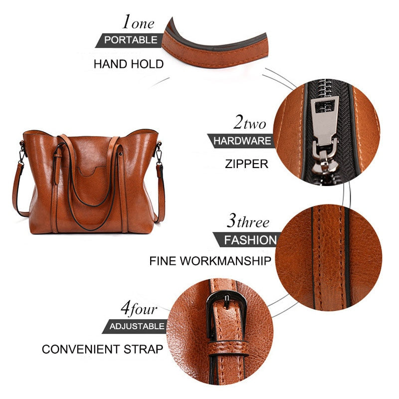 Luxury Designer Leather Tote Bag, Shoulder Bag, Crossbody Bag and Handbag-Handbags-Innovato Design-Red-Innovato Design