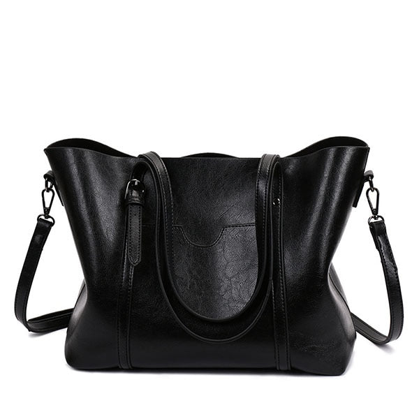 Luxury Designer Leather Tote Bag, Shoulder Bag, Crossbody Bag and Handbag-Handbags-Innovato Design-Black-Innovato Design
