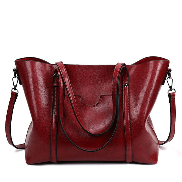 Luxury Designer Leather Tote Bag, Shoulder Bag, Crossbody Bag and Handbag-Handbags-Innovato Design-Red-Innovato Design