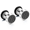 3 Pairs 8mm Tunnel Plug with Carbon Fiber Stainless Steel Stud Earrings