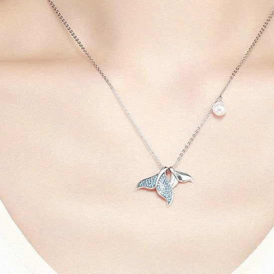 "Tear from a Mermaid" Cubic Zirconia 925 Sterling Silver Fashion Pendant Necklace-Necklaces-Innovato Design-Innovato Design