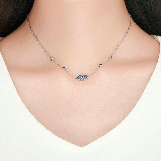 Lucky Eye 925 Sterling Silver Fashion Vintage Pendant Necklace-Necklaces-Innovato Design-Innovato Design