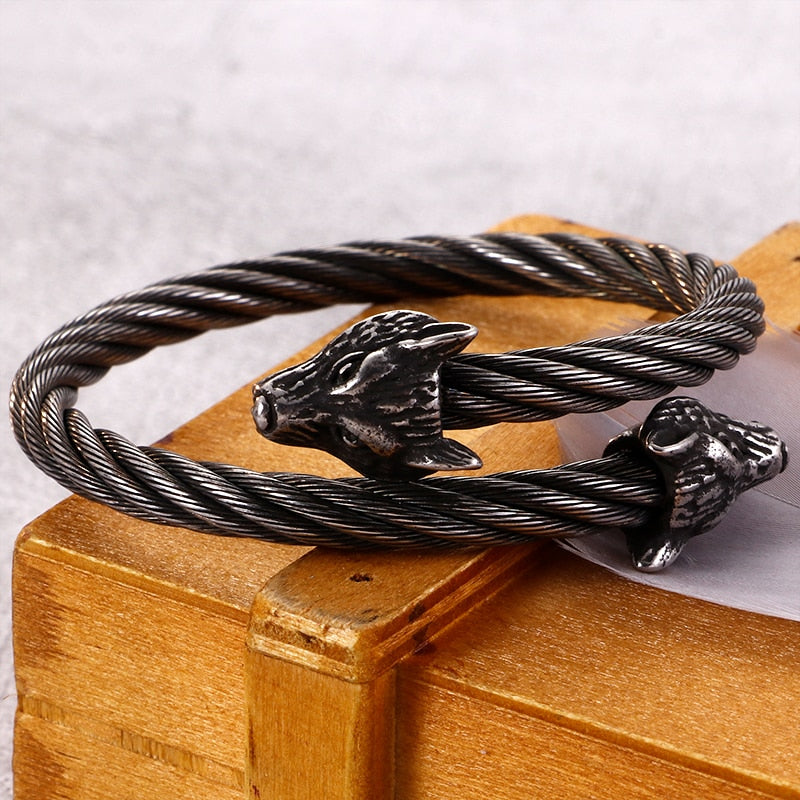 Viking Wolf Stainless Steel Hip-hop Bracelet-Bracelets-Innovato Design-Gold-Innovato Design